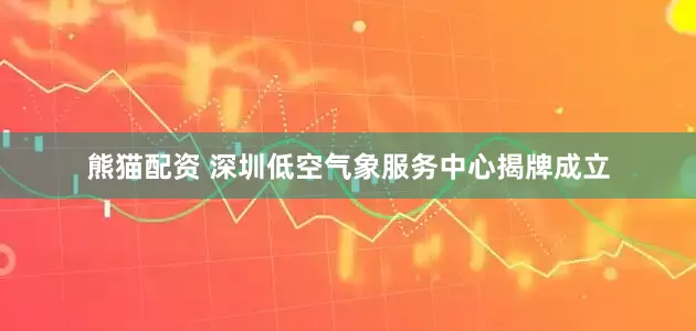 熊猫配资 深圳低空气象服务中心揭牌成立